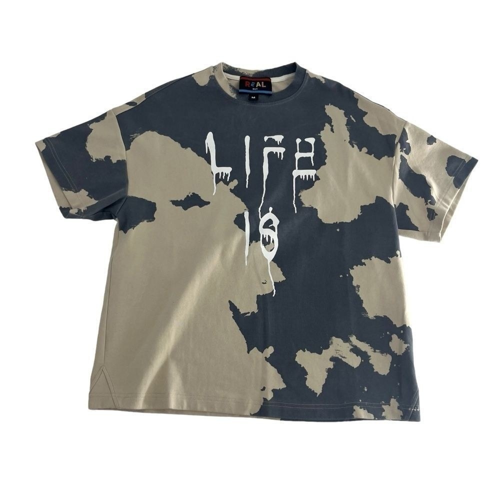 Real Buy Shirt By Trouble Mens Medium Grey Tan Tie Dye Life Is Heavyweight Sweat